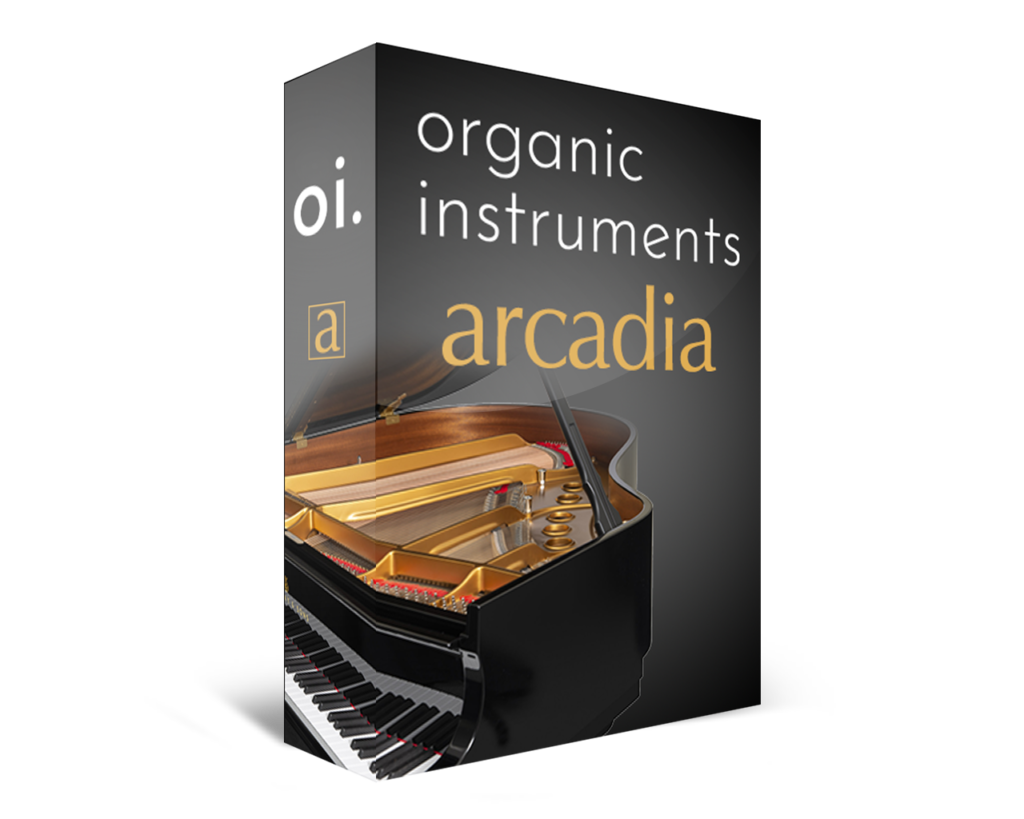arcadia grand piano. virtual instrument box art.